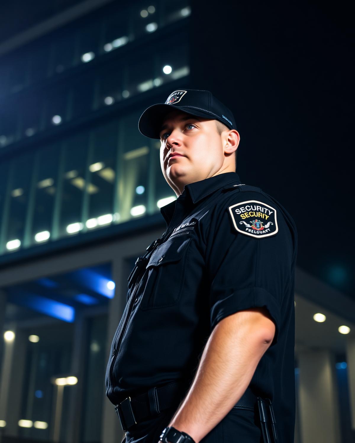 Certified security officer on overnight patrol